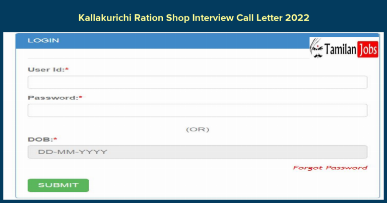 Kallakurichi Ration Shop Salesman Interview Letter 2022