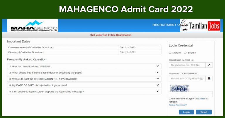 MAHAGENCO Admit Card 2022