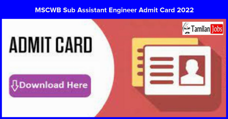 MSCWB Sub Assistant Engineer Admit Card 2022 Check SAE Exam Date Here