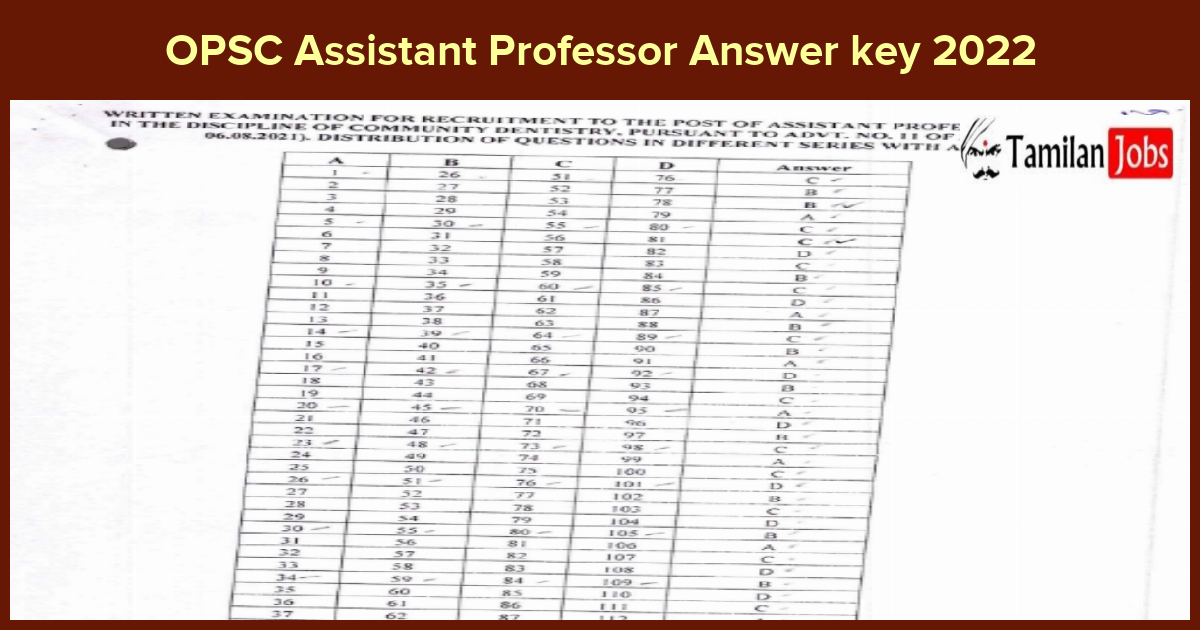 Opsc Assistant Professor Answer Key 2022