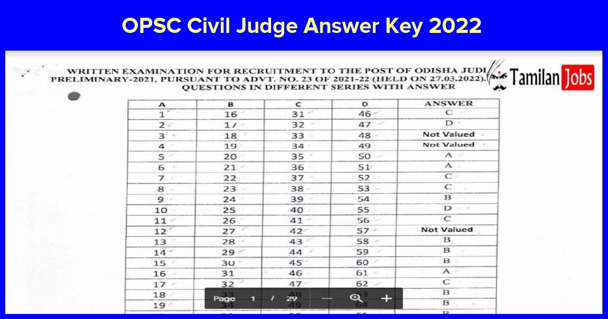 OPSC Civil Judge Answer Key 2022 