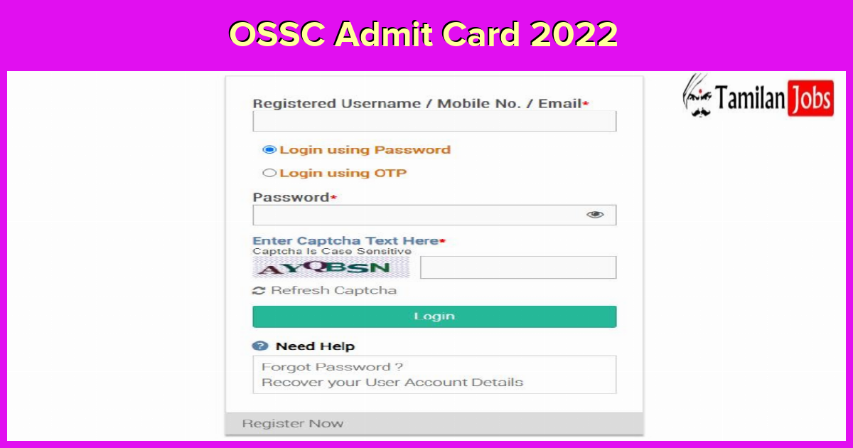 OSSC Admit Card 2022
