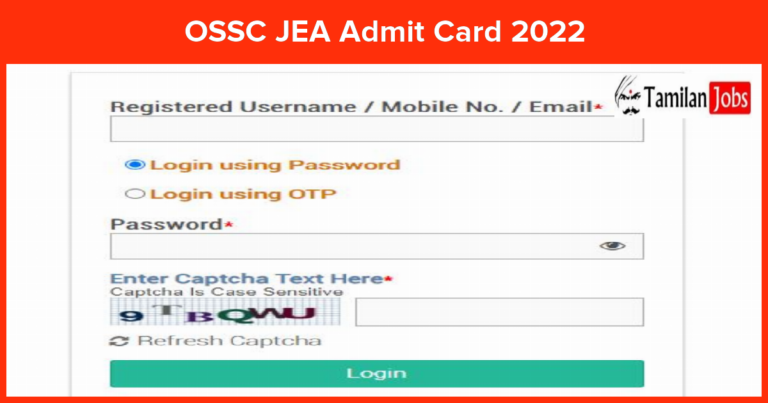 OSSC JEA Admit Card 2022