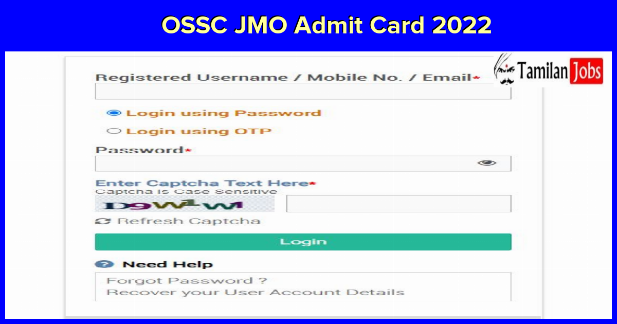 OSSC JMO Admit Card 2022