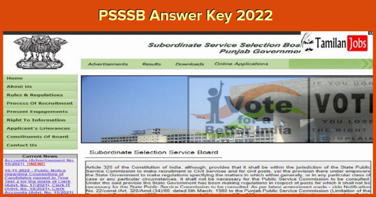 PSSSB Answer Key 2022