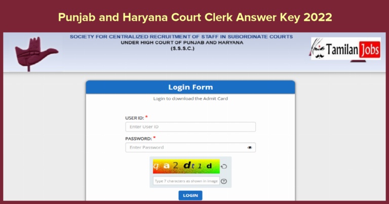 Punjab and Haryana Court Clerk Answer Key 2022