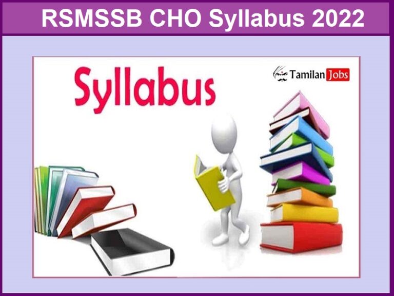 RSMSSB CHO Syllabus 2022 Direct link to Download Exam Pattern Here
