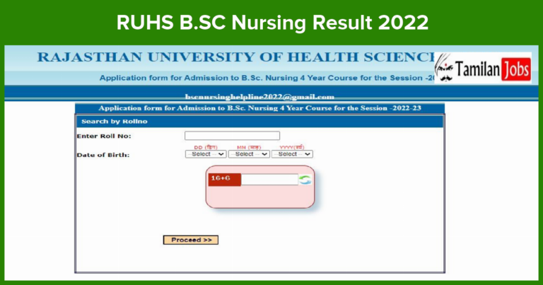 RUHS B.SC Nursing Result 2022 (Released) Check @ ruhsraj.org