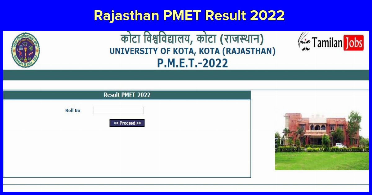 Rajasthan Pmet Result 2022