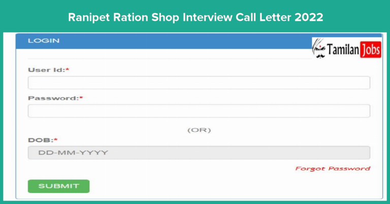 Ranipet Ration Shop Salesman Interview Call Letter 2022