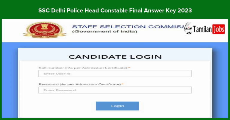 SSC Delhi Police Head Constable Final Answer Key 2023