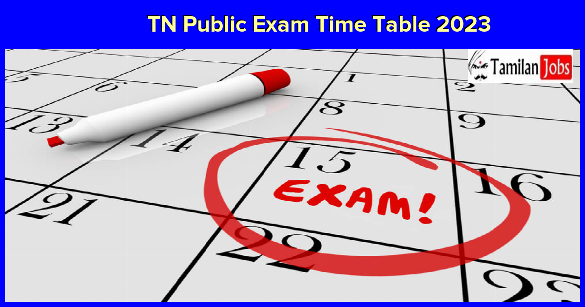 TN Public Exam Time Table 2023