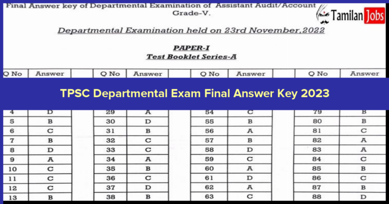 TPSC Departmental Exam Final Answer Key 2023