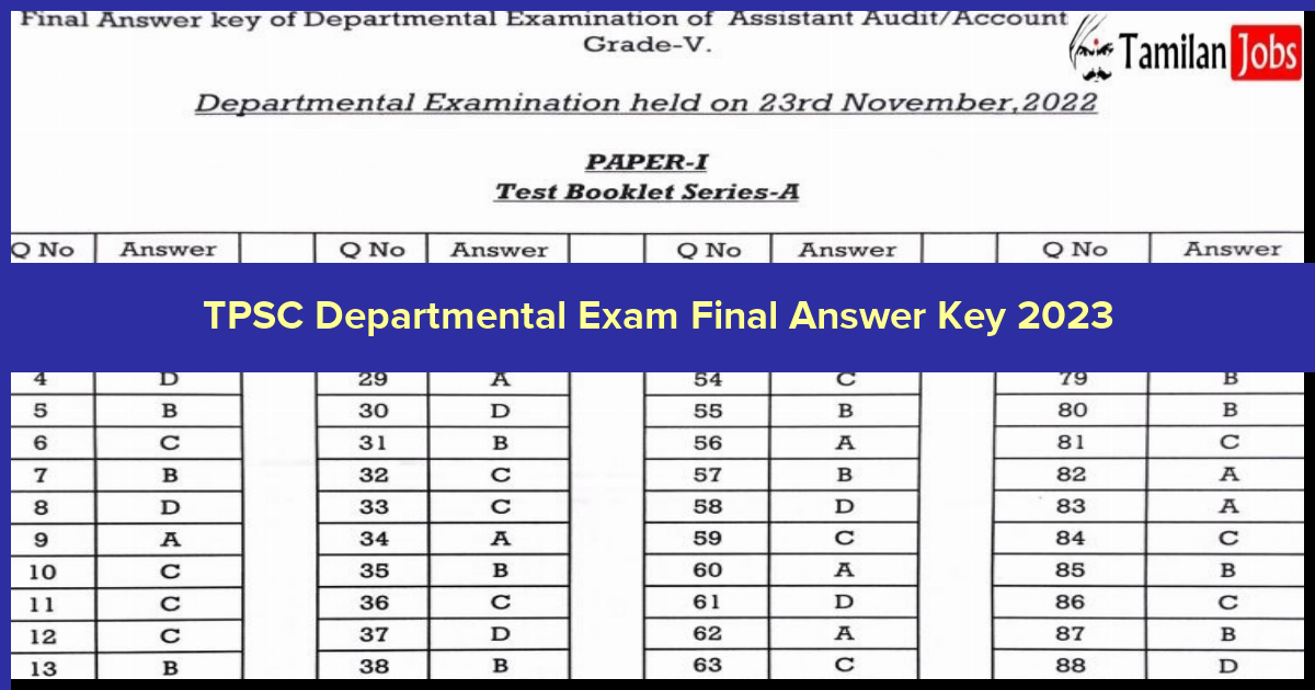 Tpsc Departmental Exam Final Answer Key 2023