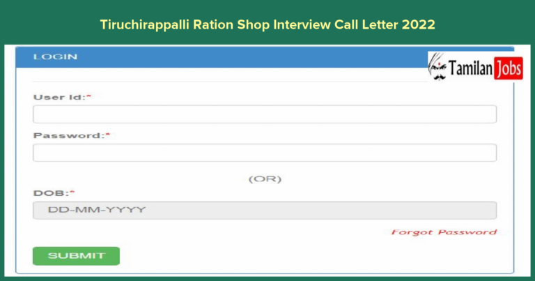 Tiruchirappalli Ration Shop Interview Call Letter 2022