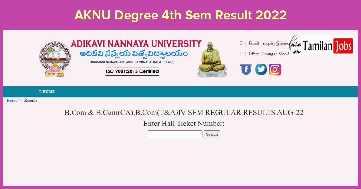 AKNU Degree 4th Sem Result 2022