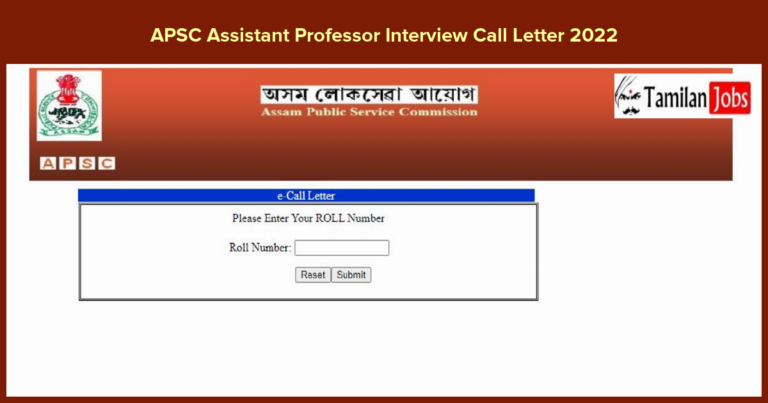APSC Assistant Professor Interview Call Letter 2022