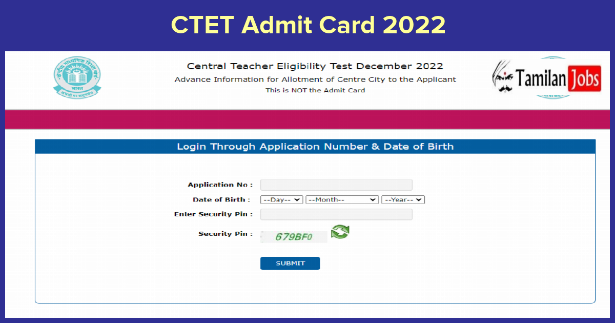 CTET Admit Card 2022