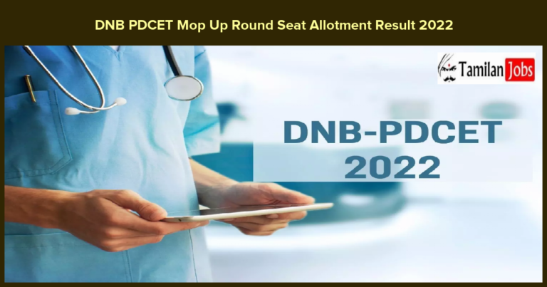 DNB PDCET Mop Up Round Seat Allotment Result 2022