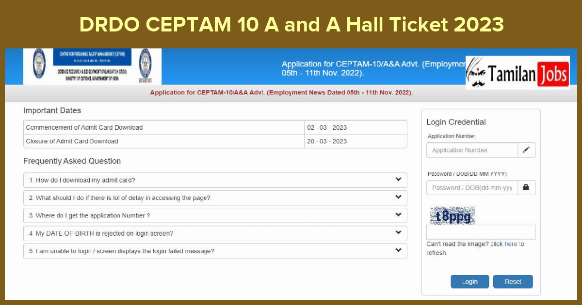 Drdo Ceptam 10 A And A Hall Ticket 2023