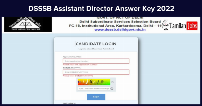 DSSSB Assistant Director Answer Key 2022