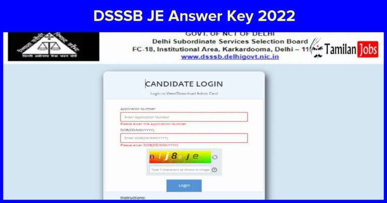 DSSSB JE Answer Key 2022
