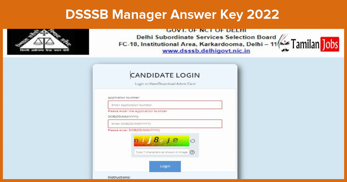 DSSSB Manager Answer Key 2022 