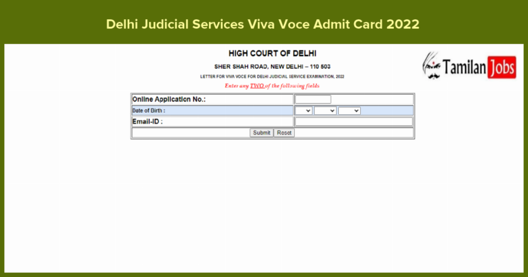 Delhi Judicial Services Viva Voce Admit Card 2022