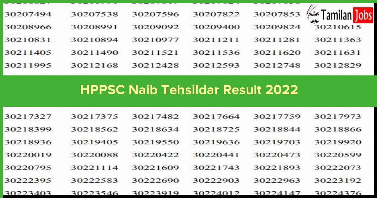 HPPSC Naib Tehsildar Result 2022