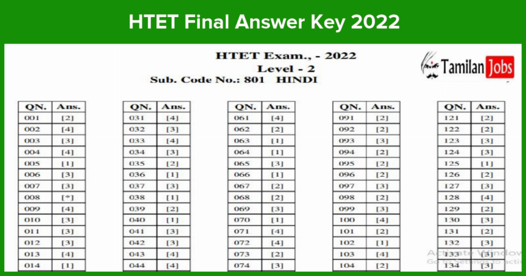 HTET Final Answer Key 2022 (Released) Check Haryana TET 1 2 3 Exam keys Download Link!!