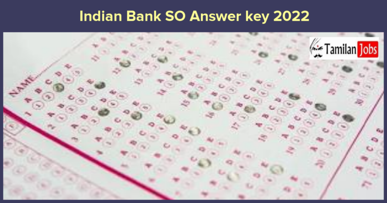 Indian Bank SO Answer key 2022