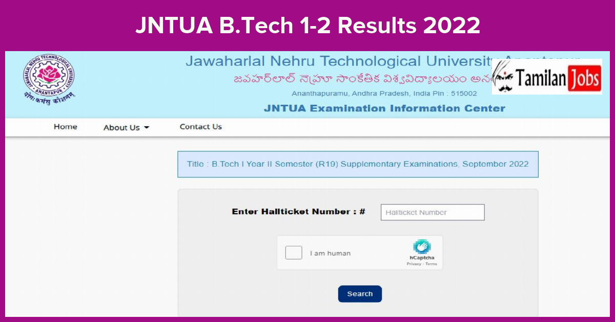 Jntua B.tech 1-2 Results 2022