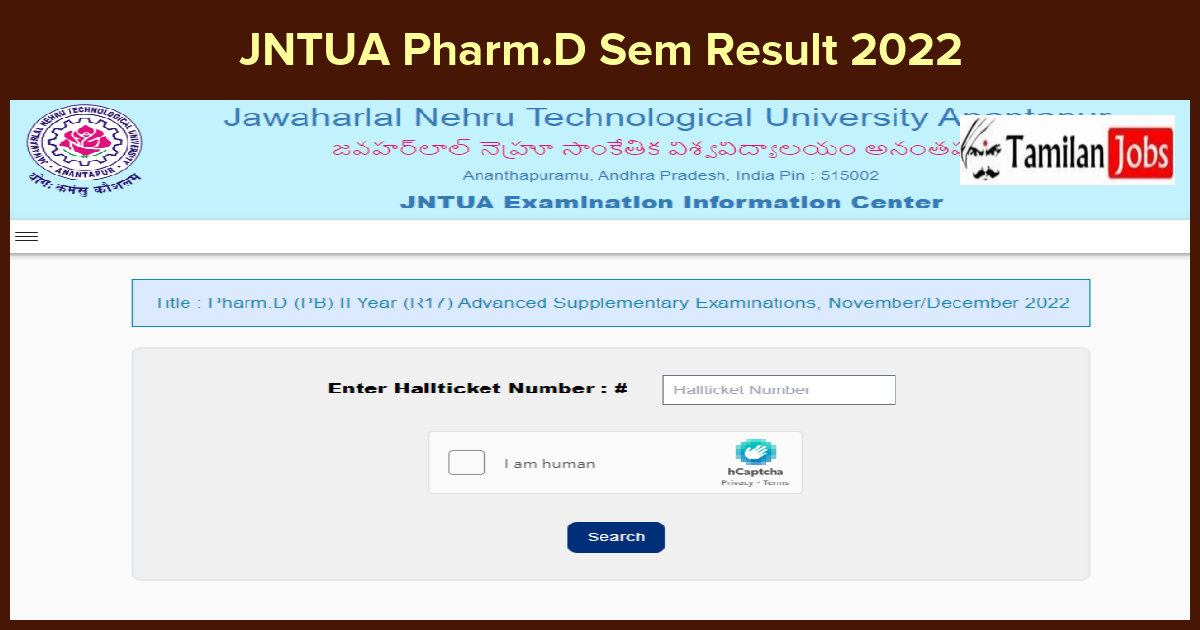 JNTUA Pharm.D Sem Result 2022