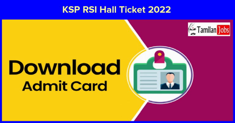 KSP RSI Hall Ticket 2022