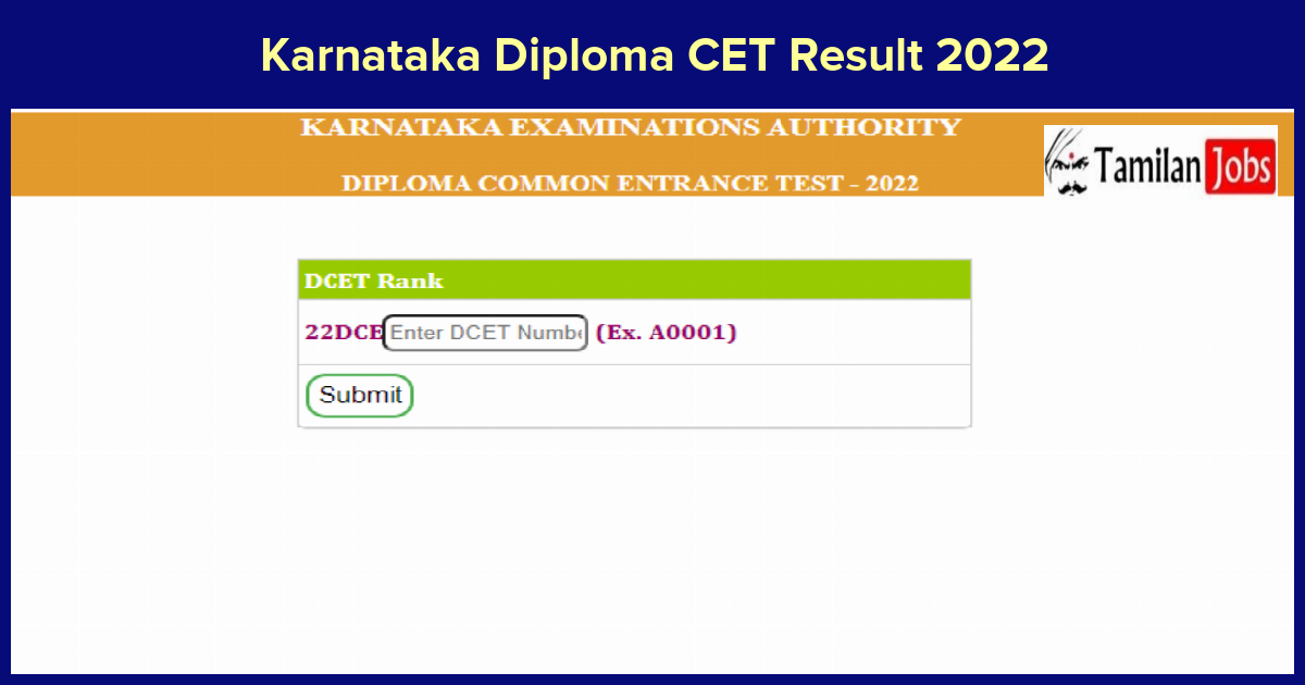 Karnataka Diploma CET Result 2022
