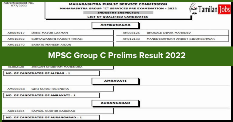 MPSC Group C Prelims Result 2022