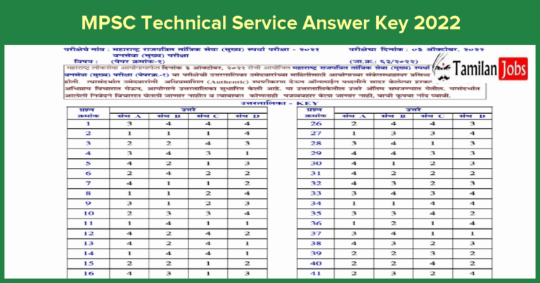MPSC Technical Service Answer Key 2022