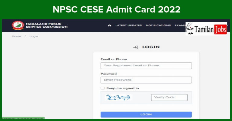 NPSC CESE Admit Card 2022