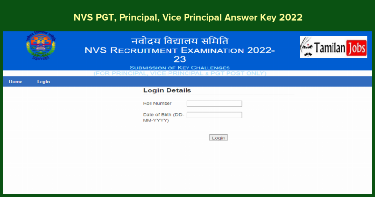 NVS PGT, Principal, Vice Principal Answer Key 2022