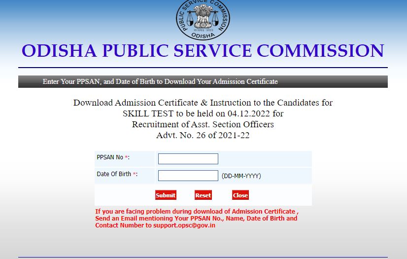 OPSC ASO Skill Test Admit Card 2022