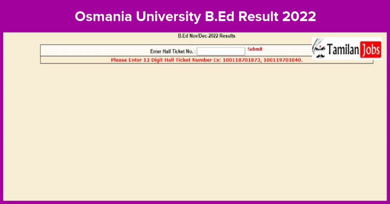 Osmania University B.Ed Result 2022