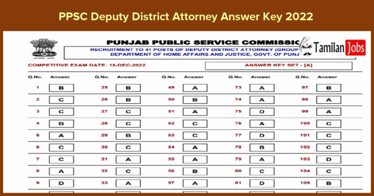 PPSC Deputy District Attorney Answer Key 2022
