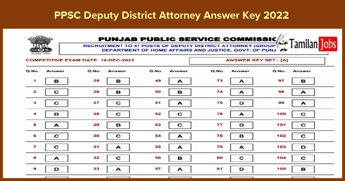 PPSC Deputy District Attorney Answer Key 2022 