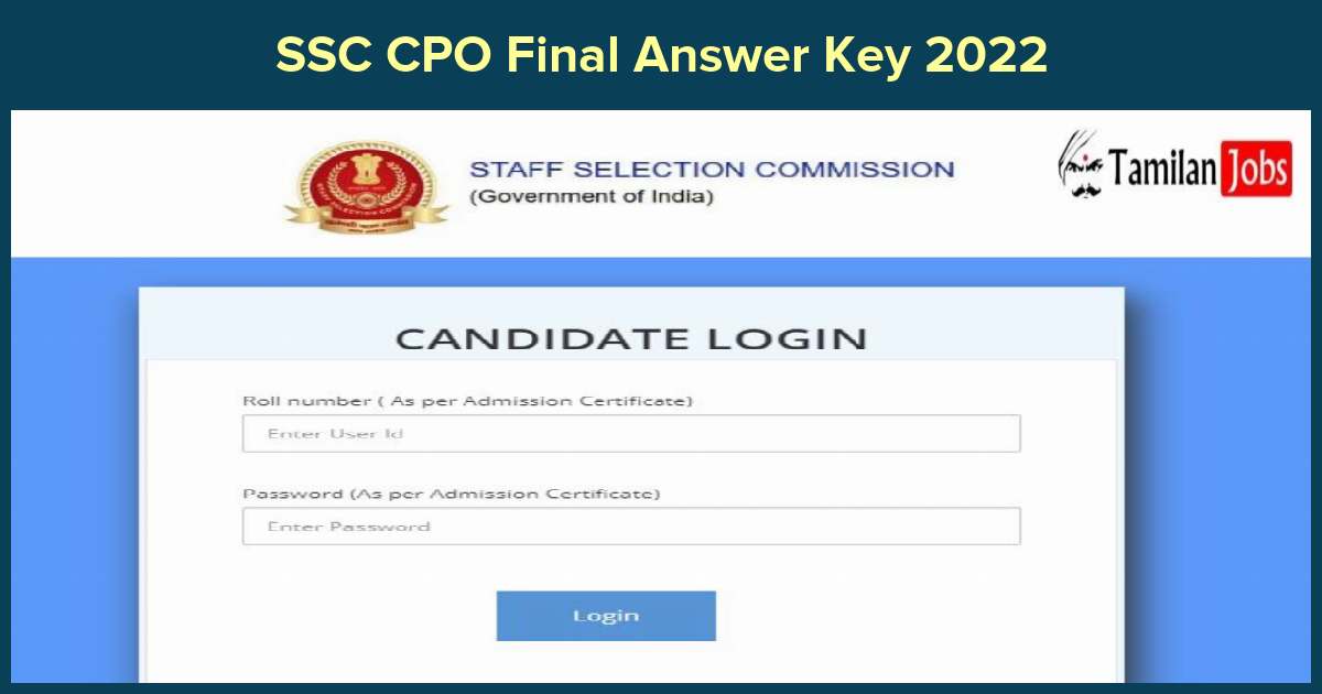 SSC CPO Final Answer Key 2022