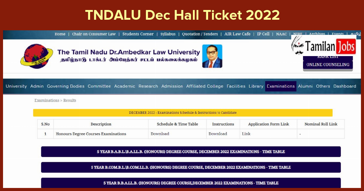 TNDALU Dec Hall Ticket 2022