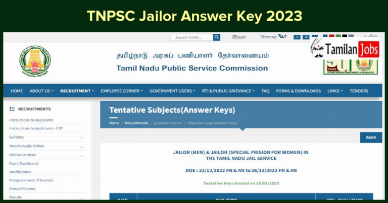 TNPSC Jailor Answer Key 2023