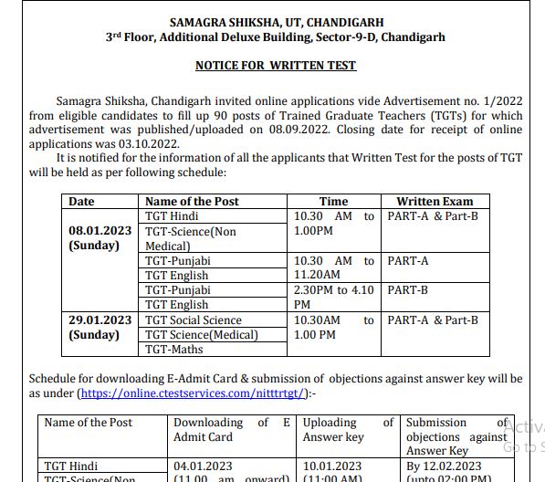 Ssa Chandigarh Tgt