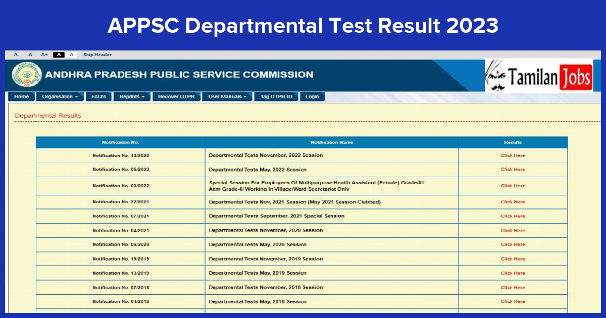 Appsc Departmental Test Result 2023