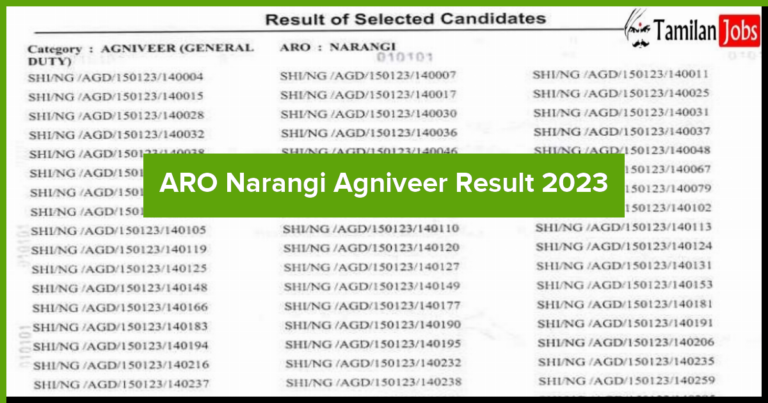 ARO Narangi Agniveer Result 2023