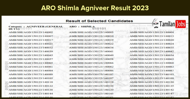 ARO Shimla Agniveer Result 2023
